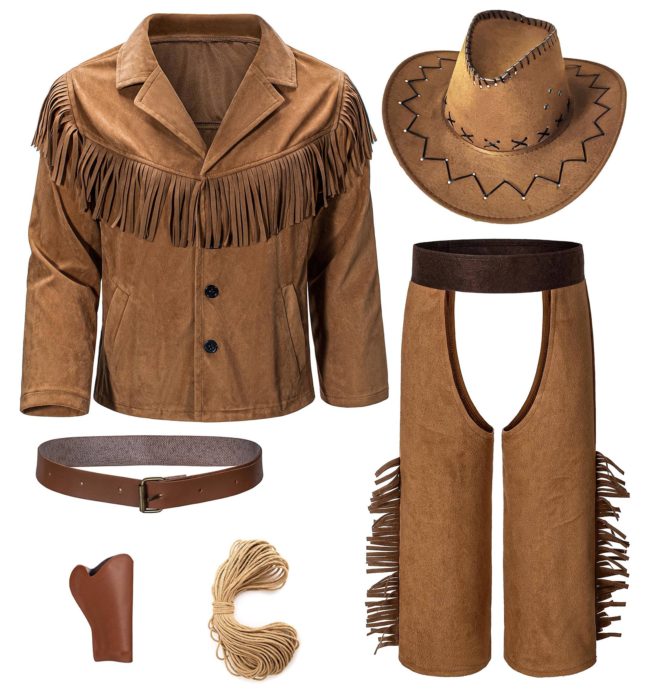 KAIPUTE Cowboy Costume for Kids – Jacket, Pants & Accessories (13-14 Years)